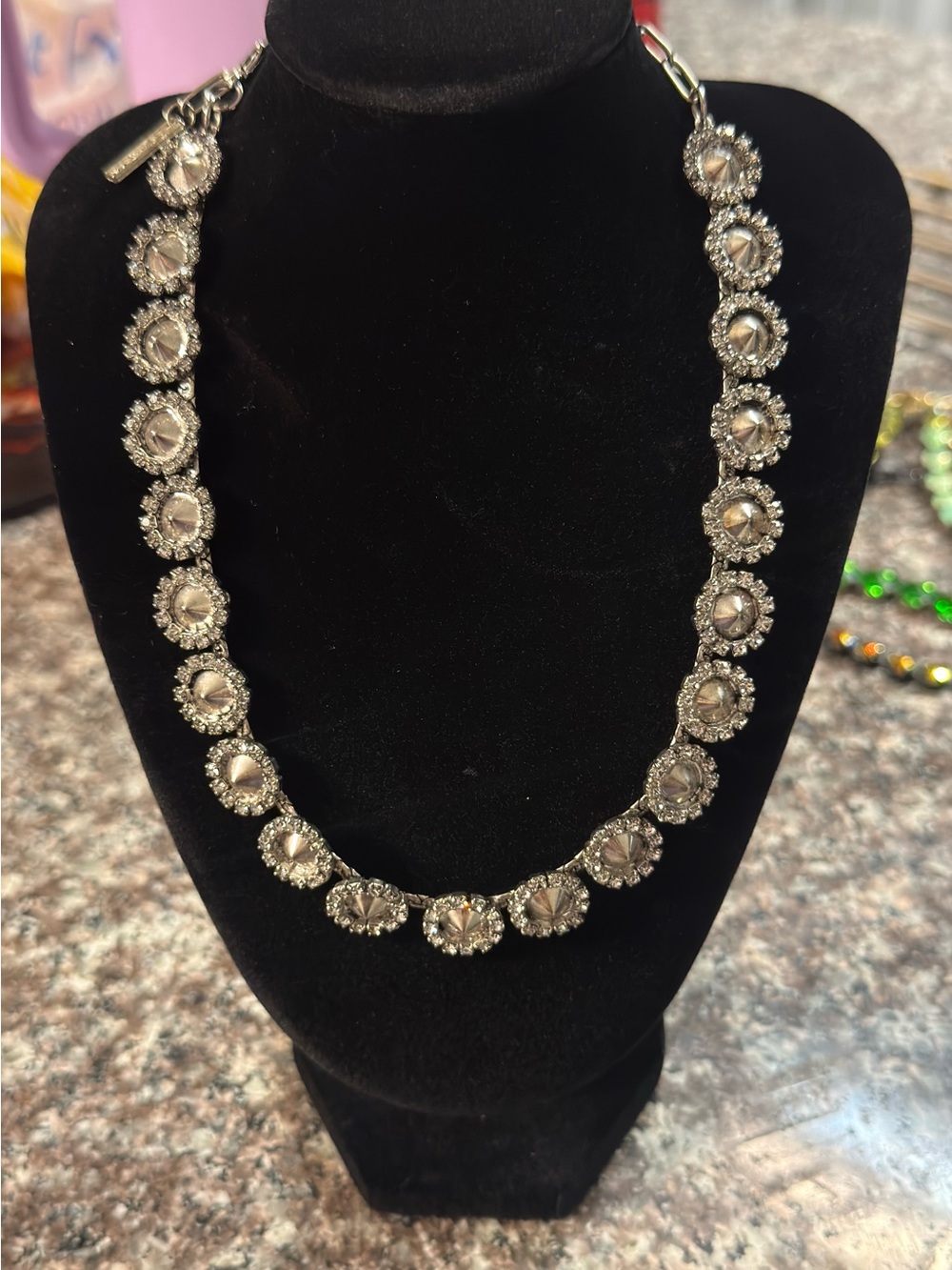 TOVA Crystal Cluster Necklace in Silver Tone- rare! - Picture 2 of 2